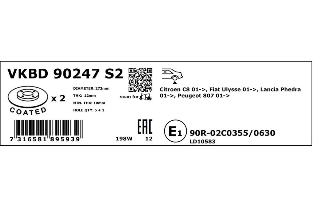 Disques de frein SKF VKBD 90247 S2